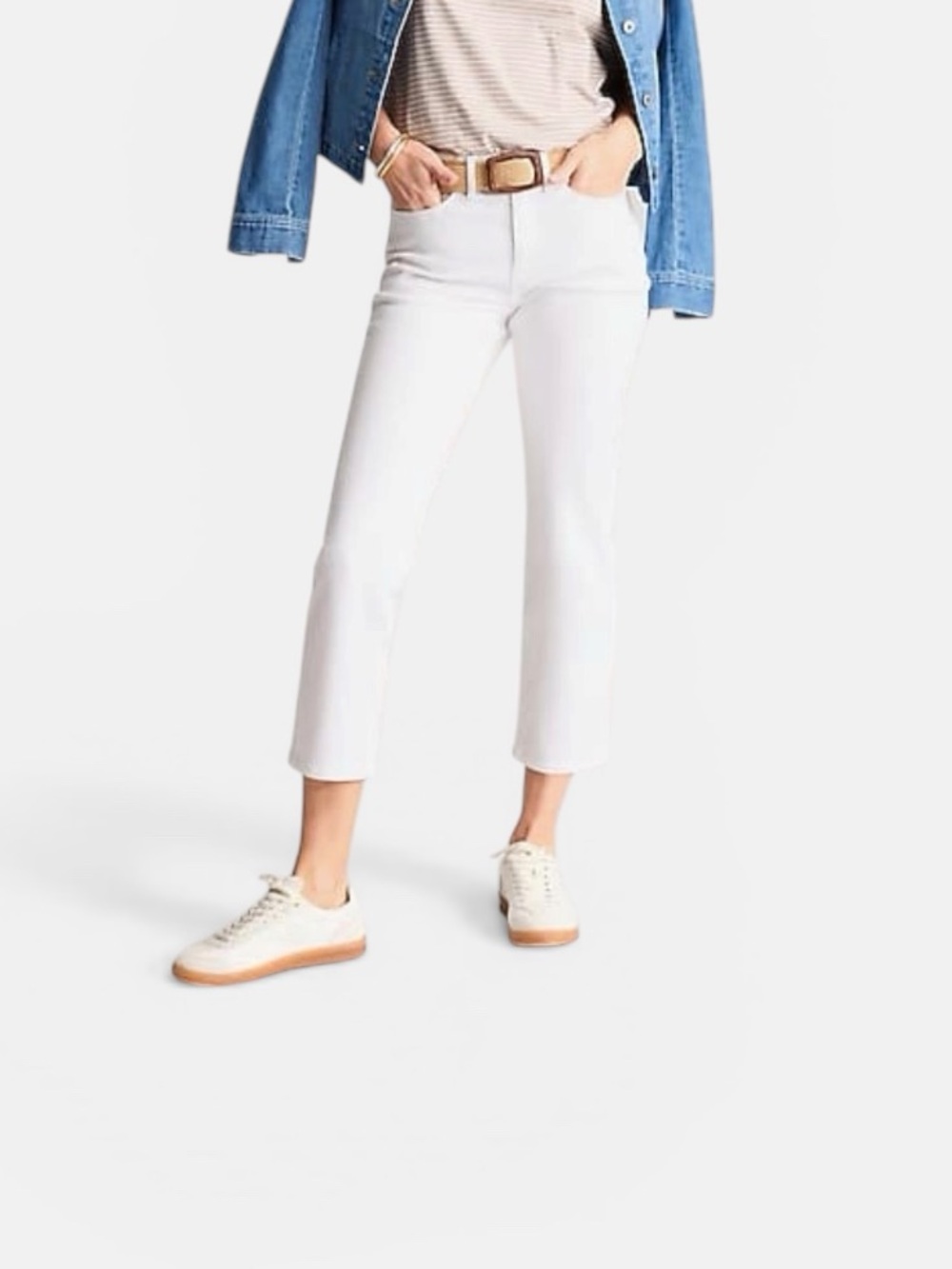 J. Jill•Authentic Fit Cropped White Mid-Rise Jeans